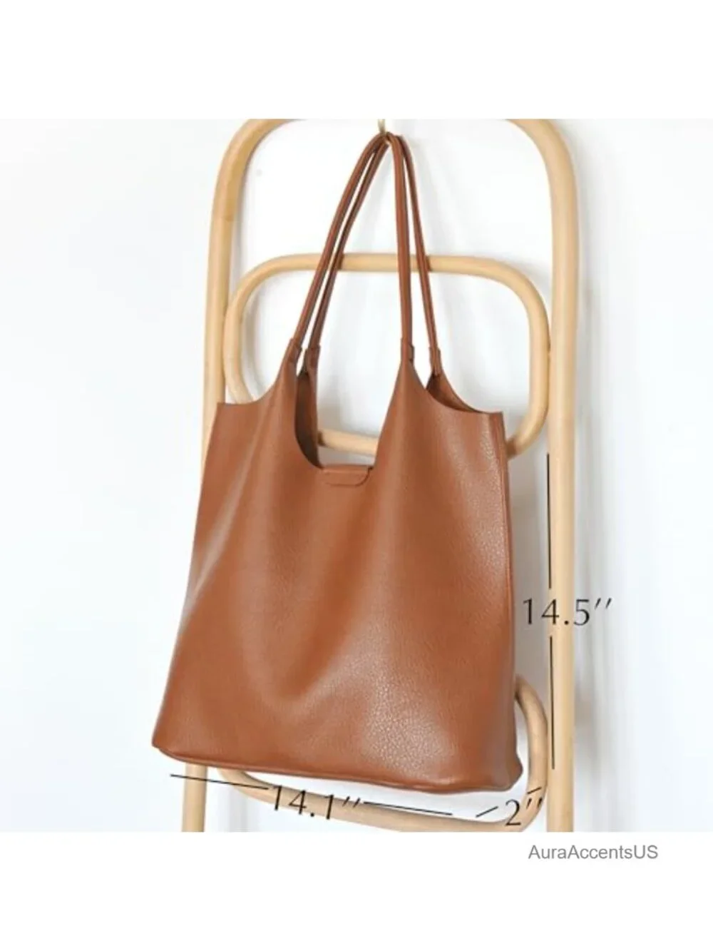 Vegan Leather Hobo Tote Bag Women Magnetic Snap Shoulder Purse